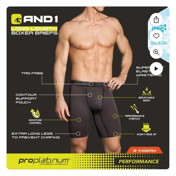AND1 Mens Performance Boxer Briefs 5-Pair - Picture 11 of 13